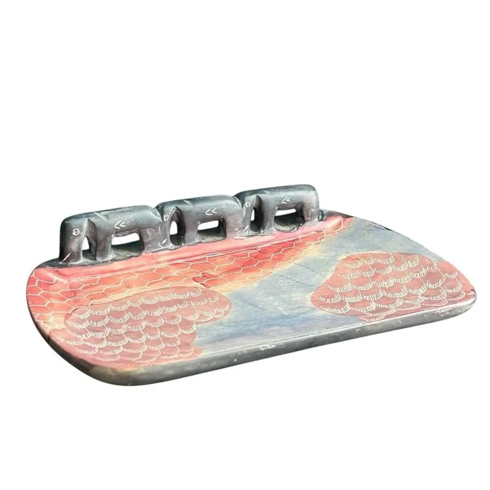 Hand Carved Elephant Soapstone Trinket Soap Dish